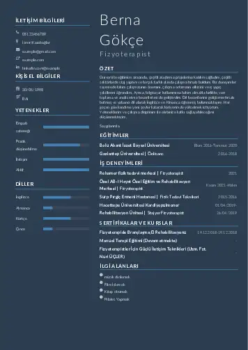 Fizyoterapist Cv Örnekleri cv indir